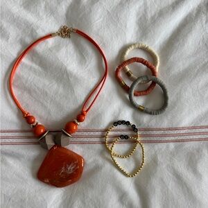 Burnt Orange Necklace and Bracelet Bundle